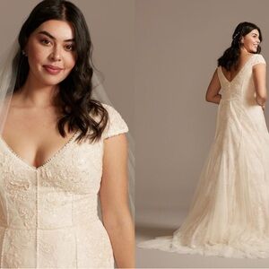 Melissa Sweet Cap Sleeve Dot Trim Point D'Esprit Wedding Dress